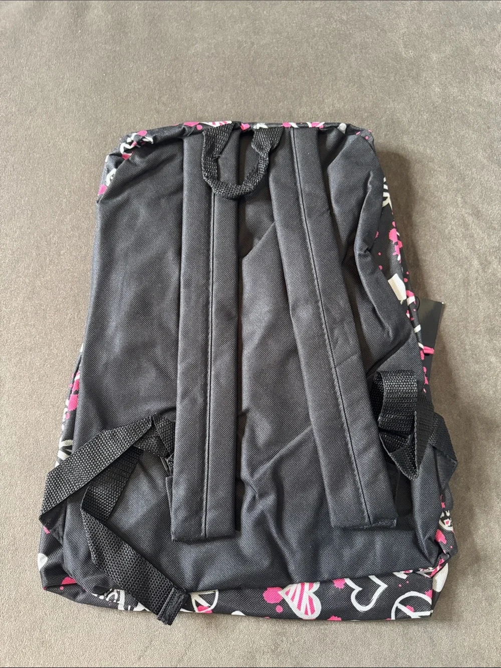 TrailMaker Classic Black Pink Peace & Love Backpack Padded Adjustable Straps NEW